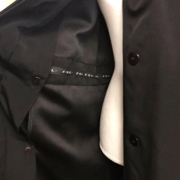 Women's Size 16W F.S.L. Collection Black Long Trench Coat - Picture 6 of 8